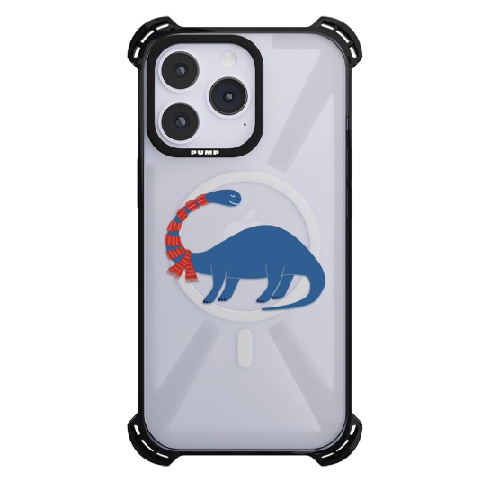 Чехол Pump Silicone Case 03 with MagSafe for iPhone 14 Pro Max Clear/Black Dino scarf