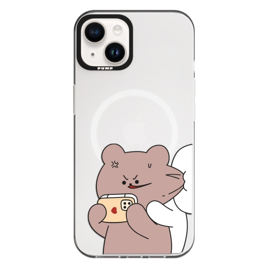 Чохол Pump Framed Silicone Case with MagSafe for iPhone 13 Clear/Black Bear Bunny 1 - ціна, характеристики, відгуки, розстрочка, фото 1