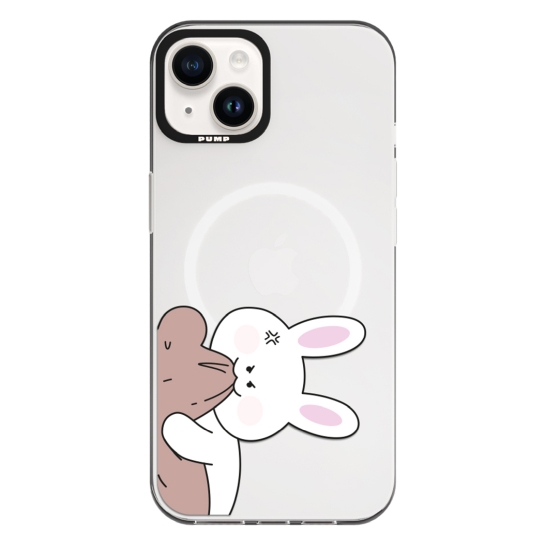 Чехол Pump Framed Silicone Case with MagSafe for iPhone 13 Clear/Black Bear Bunny 2 - цена, характеристики, отзывы, рассрочка, фото 1