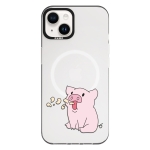 Чохол Pump Framed Silicone Case with MagSafe for iPhone 13 Clear/Black Pigs 2
