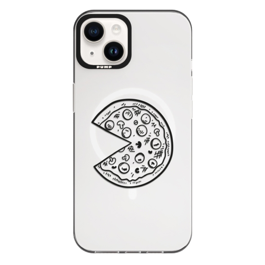 Чехол Pump Framed Silicone Case with MagSafe for iPhone 14 Clear/Black Pizza 2 - цена, характеристики, отзывы, рассрочка, фото 1