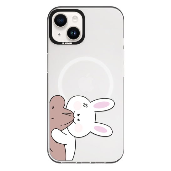 Чохол Pump Framed Silicone Case with MagSafe for iPhone 14 Clear/Black Bear Bunny 2 - ціна, характеристики, відгуки, розстрочка, фото 1