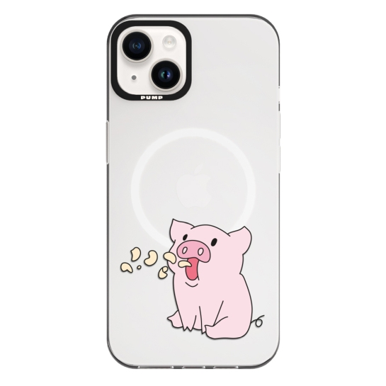 Чохол Pump Framed Silicone Case with MagSafe for iPhone 14 Clear/Black Pigs 2 - ціна, характеристики, відгуки, розстрочка, фото 1