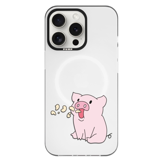 Чехол Pump Framed Silicone Case with MagSafe for iPhone 14 Pro Clear/Black Pigs 2 - цена, характеристики, отзывы, рассрочка, фото 1