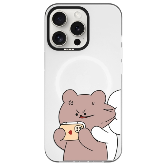 Чохол Pump Framed Silicone Case with MagSafe for iPhone 14 Pro Max Clear/Black Bear Bunny 1 - ціна, характеристики, відгуки, розстрочка, фото 1