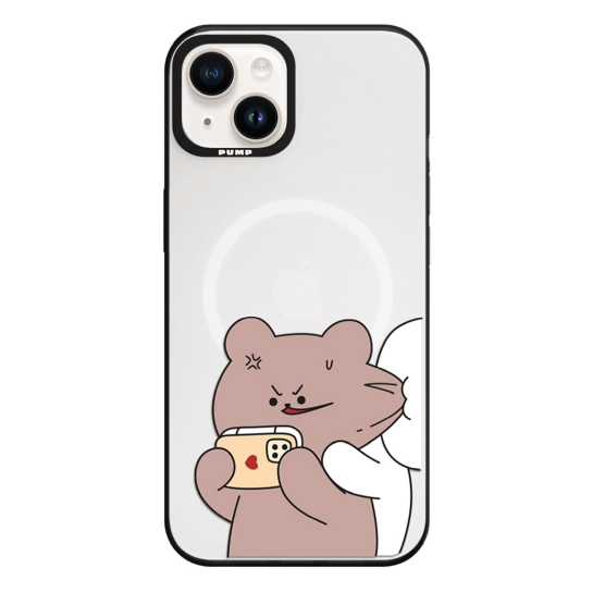 Чехол Pump Framed Color Silicone Case with MagSafe for iPhone 14 Clear/Black Bear Bunny 1 - цена, характеристики, отзывы, рассрочка, фото 1