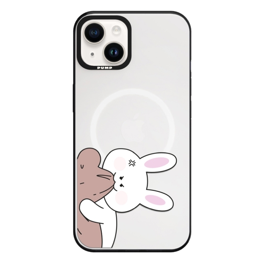 Чохол Pump Framed Color Silicone Case with MagSafe for iPhone 14 Clear/Black Bear Bunny 2 - ціна, характеристики, відгуки, розстрочка, фото 1