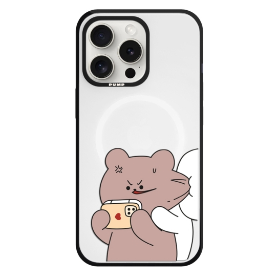 Чохол Pump Framed Color Silicone Case with MagSafe for iPhone 14 Pro Clear/Black Bear Bunny 1 - ціна, характеристики, відгуки, розстрочка, фото 1