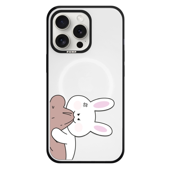 Чохол Pump Framed Color Silicone Case with MagSafe for iPhone 14 Pro Clear/Black Bear Bunny 2 - ціна, характеристики, відгуки, розстрочка, фото 1