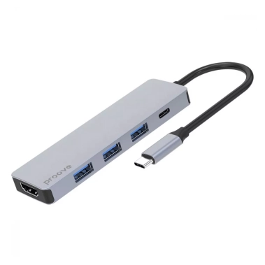 USB-хаб Proove Iron Link 5in1 3*USB3.0 + Tyce C + HDMI Silver - цена, характеристики, отзывы, рассрочка, фото 1
