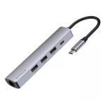 USB-Хаб Proove Iron Link 5in1 3*USB3.0 + Type C + RJ45 Silver