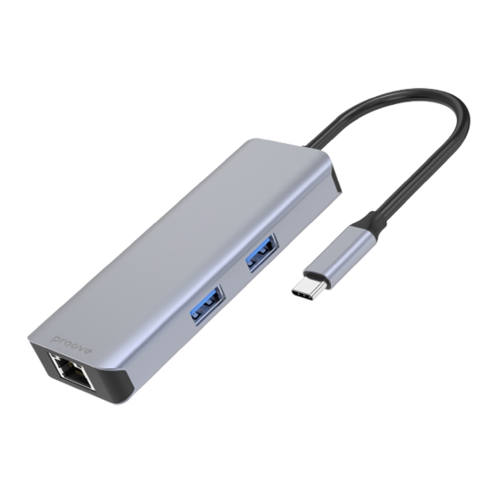 USB-Хаб Proove Iron Link 6in1 2*USB3.0 + SD/TF + RJ45 + HDMI Silver - ціна, характеристики, відгуки, розстрочка, фото 1