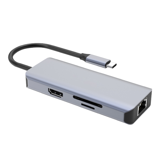 USB-Хаб Proove Iron Link 6in1 2*USB3.0 + SD/TF + RJ45 + HDMI Silver - ціна, характеристики, відгуки, розстрочка, фото 2