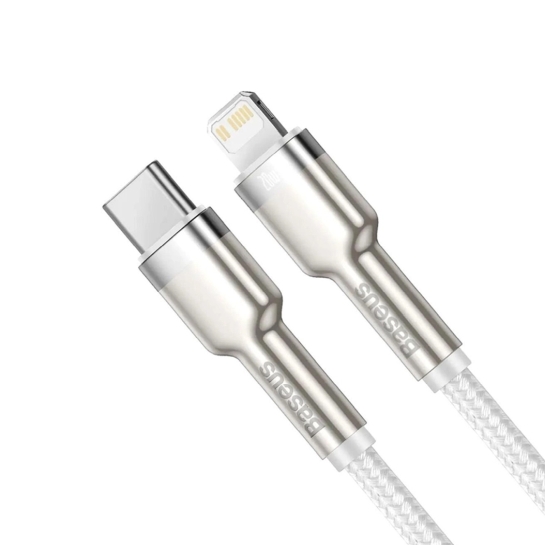 Кабель Baseus Cafule Metal Lightning to USB-C 20W Cable 2m White - ціна, характеристики, відгуки, розстрочка, фото 2