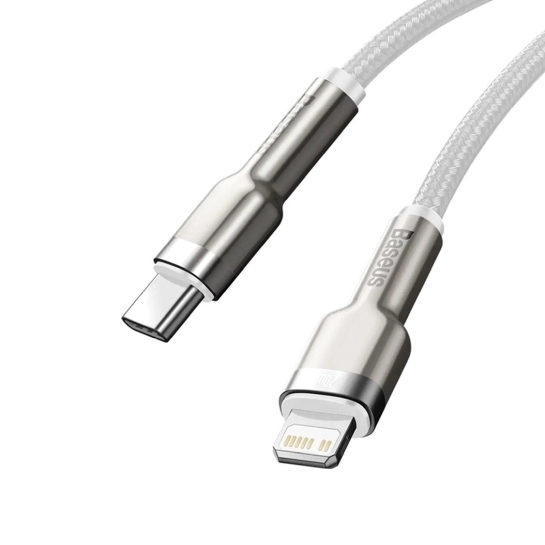 Кабель Baseus Cafule Metal Lightning to USB-C 20W Cable 2m White - ціна, характеристики, відгуки, розстрочка, фото 3
