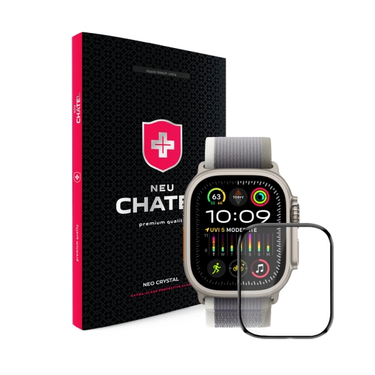 Стекло +NEU Chatel Corning Gorilla HD Glass Protector for Apple Watch Ultra 49mm Black - цена, характеристики, отзывы, рассрочка, фото 1