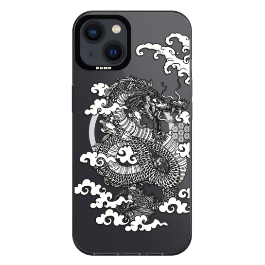 Чехол Pump Framed Silicone Case with MagSafe for iPhone 13 Clear/Black Dragon - цена, характеристики, отзывы, рассрочка, фото 1