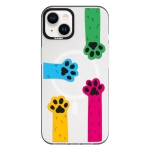 Чехол Pump Framed Silicone Case with MagSafe for iPhone 13 Clear/Black Cats paws