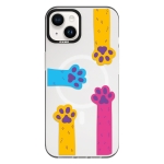 Чехол Pump Framed Silicone Case with MagSafe for iPhone 13 Clear/Black Cats paws 2
