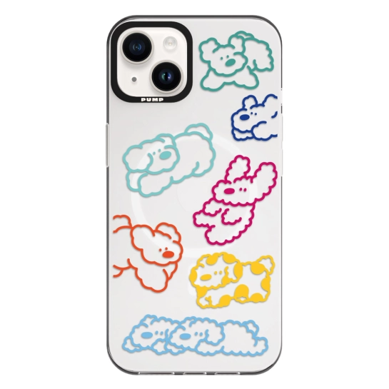 Чехол Pump Framed Silicone Case with MagSafe for iPhone 13 Clear/Black Cloudy dogs
