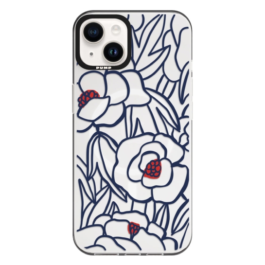 Чехол Pump Framed Silicone Case with MagSafe for iPhone 13 Clear/Black Outline flowers - цена, характеристики, отзывы, рассрочка, фото 1