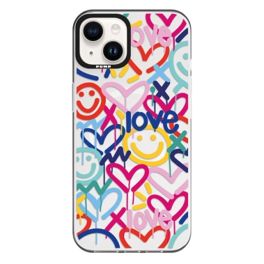 Чехол Pump Framed Silicone Case with MagSafe for iPhone 14 Clear/Black Love - цена, характеристики, отзывы, рассрочка, фото 1