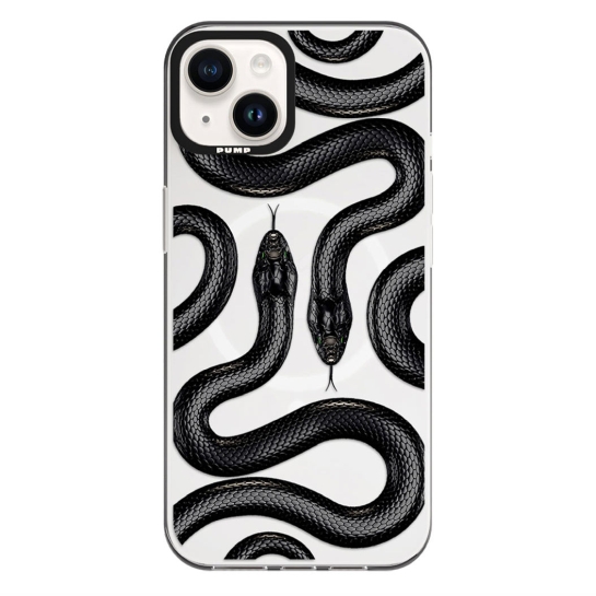 Чохол Pump Framed Silicone Case with MagSafe for iPhone 14 Clear/Black Black Snake - ціна, характеристики, відгуки, розстрочка, фото 1