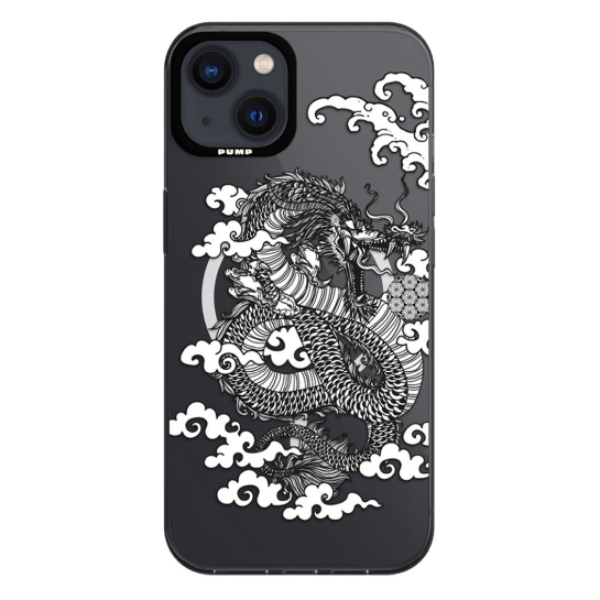 Чохол Pump Framed Silicone Case with MagSafe for iPhone 14 Clear/Black Dragon - ціна, характеристики, відгуки, розстрочка, фото 1