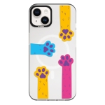 Чехол Pump Framed Silicone Case with MagSafe for iPhone 14 Clear/Black Cats paws 2