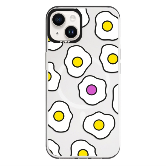 Чохол Pump Framed Silicone Case with MagSafe for iPhone 14 Clear/Black Fried eggs 2 - ціна, характеристики, відгуки, розстрочка, фото 1
