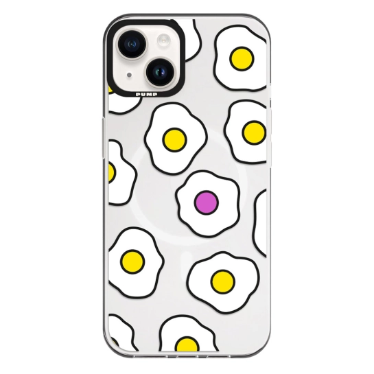 Чехол Pump Framed Silicone Case with MagSafe for iPhone 14 Clear/Black Fried eggs 2