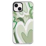 Чехол Pump Framed Silicone Case with MagSafe for iPhone 14 Clear/Black Green hearts