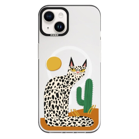 Чехол Pump Framed Silicone Case with MagSafe for iPhone 14 Clear/Black Leopard kaktus - цена, характеристики, отзывы, рассрочка, фото 1