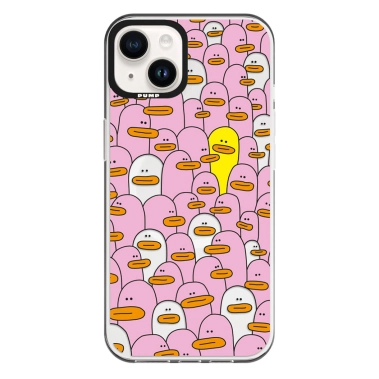 Чохол Pump Framed Silicone Case with MagSafe for iPhone 14 Clear/Black Pink ducks - цена, характеристики, отзывы, рассрочка, фото 1