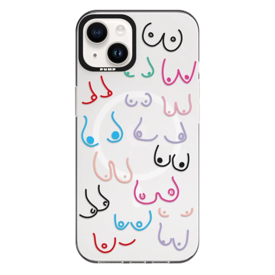 Чехол Pump Framed Silicone Case with MagSafe for iPhone 14 Clear/Black Sisi