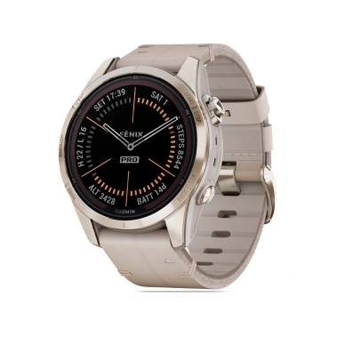 Спортивные часы Garmin Fenix 7S Pro Sapphire Solar Soft Gold with Limestone Leather Band - цена, характеристики, отзывы, рассрочка, фото 1