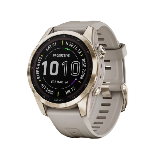 Спортивные часы Garmin Fenix 7S Sapphire Solar Cream Gold Titanium with Light Sand Band