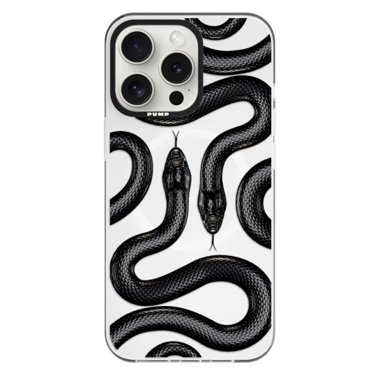 Чехол Pump Framed Silicone Case with MagSafe for iPhone 14 Pro Clear/Black Black Snake