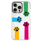 Чехол Pump Framed Silicone Case with MagSafe for iPhone 14 Pro Clear/Black Cats paws