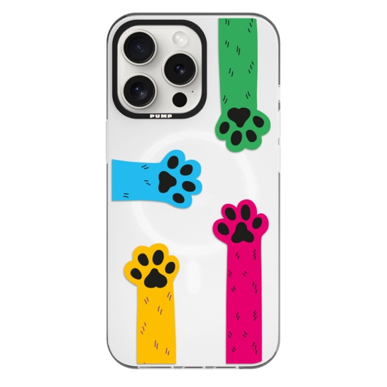 Чохол Pump Framed Silicone Case with MagSafe for iPhone 14 Pro Clear/Black Cats paws - ціна, характеристики, відгуки, розстрочка, фото 1