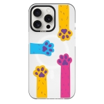 Чехол Pump Framed Silicone Case with MagSafe for iPhone 14 Pro Clear/Black Cats paws 2