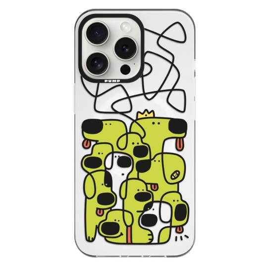 Чохол Pump Framed Silicone Case with MagSafe for iPhone 14 Pro Clear/Black Green dogs - ціна, характеристики, відгуки, розстрочка, фото 1