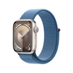Apple Watch 9 41mm Starlight Aluminum Case with Blue Sport Loop