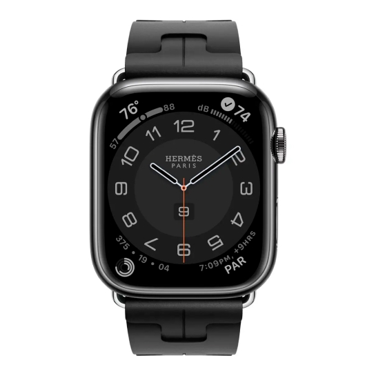 Apple Watch Hermès Series 9 + LTE 45mm Space Black Stainless Steel Case with Noir Kilim Single Tour - ціна, характеристики, відгуки, розстрочка, фото 2