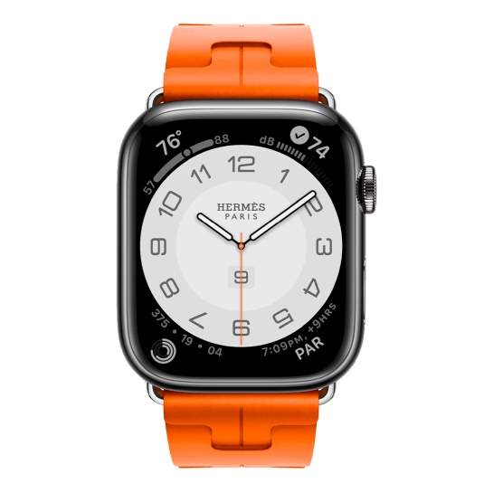 Apple Watch Hermès Series 9 + LTE 45mm Space Black Stainless Steel Case with Orange Kilim Single Tour - цена, характеристики, отзывы, рассрочка, фото 2