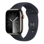 Apple Watch 9 + LTE 45mm Graphite Stainless Steel Case with Midnight Sport Band - M/L