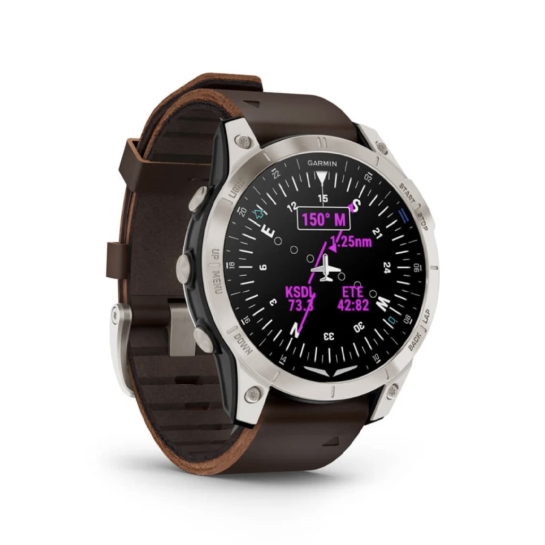 Спортивний годинник Garmin D2 Mach 1 Aviator Smartwatch with Oxford Brown Leather Band - ціна, характеристики, відгуки, розстрочка, фото 3