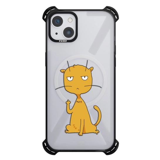 Чехол Pump Silicone Case 03 with MagSafe for iPhone 13 Clear/Black Cat f#ck 3