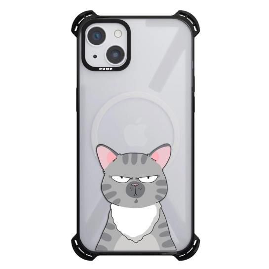 Чехол Pump Silicone Case 03 with MagSafe for iPhone 13 Clear/Black Cat think 2