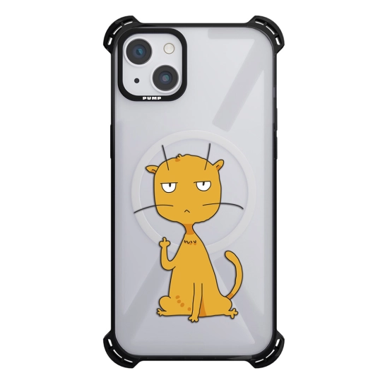 Чехол Pump Silicone Case 03 with MagSafe for iPhone 14 Clear/Black Cat f#ck 3